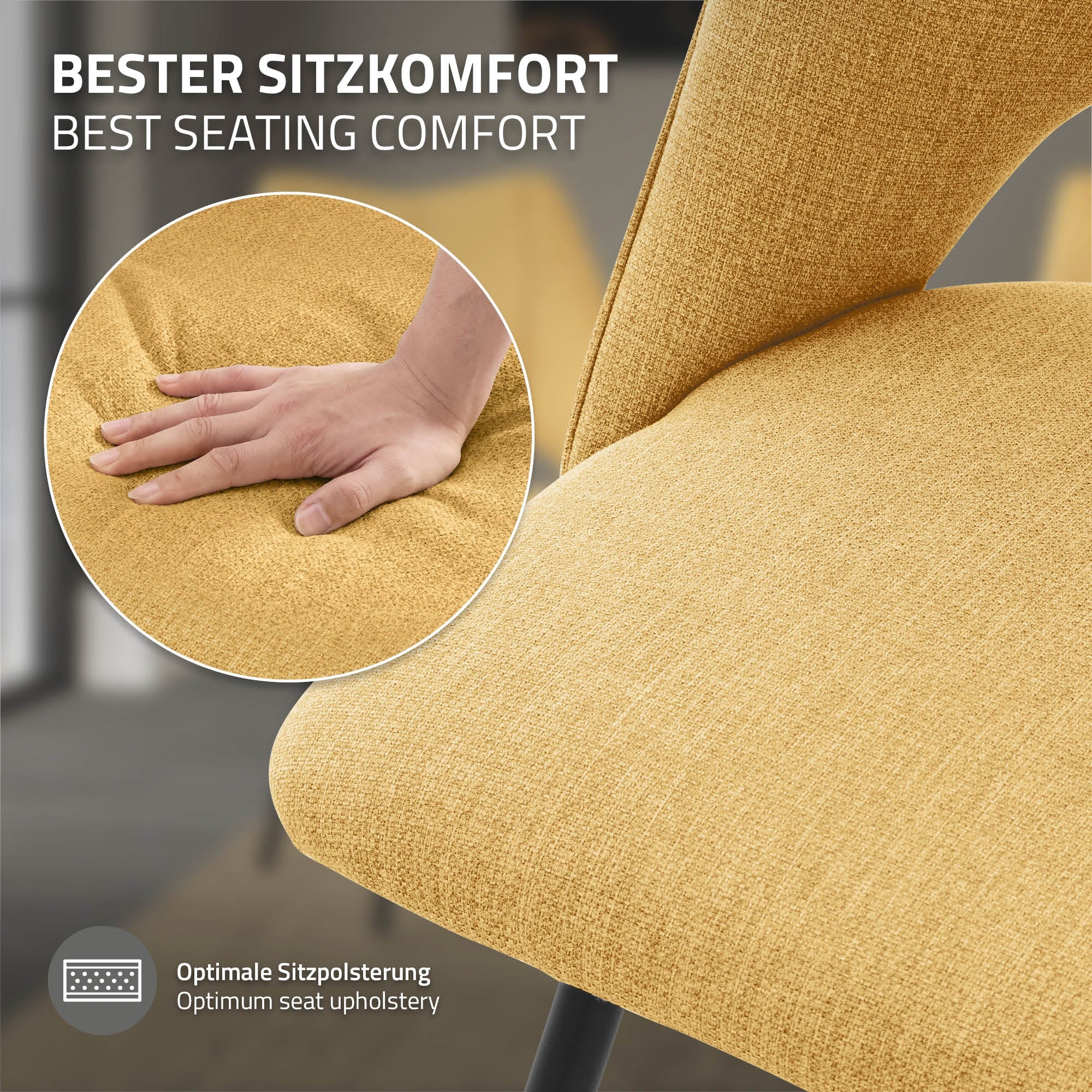 ML-Design chaise salle à manger jaune moutarde lot de 4