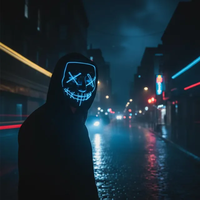 Shop-Story Loisirs Masque LED Nightmare Bleu Halloween