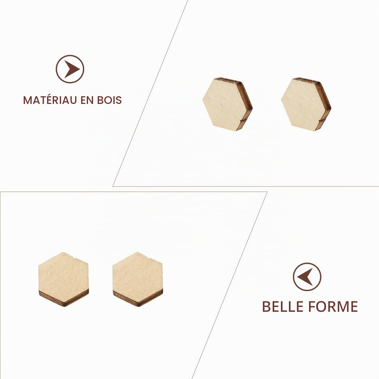 Milisten Hexagones bois hêtre 12,5mm x200 brut