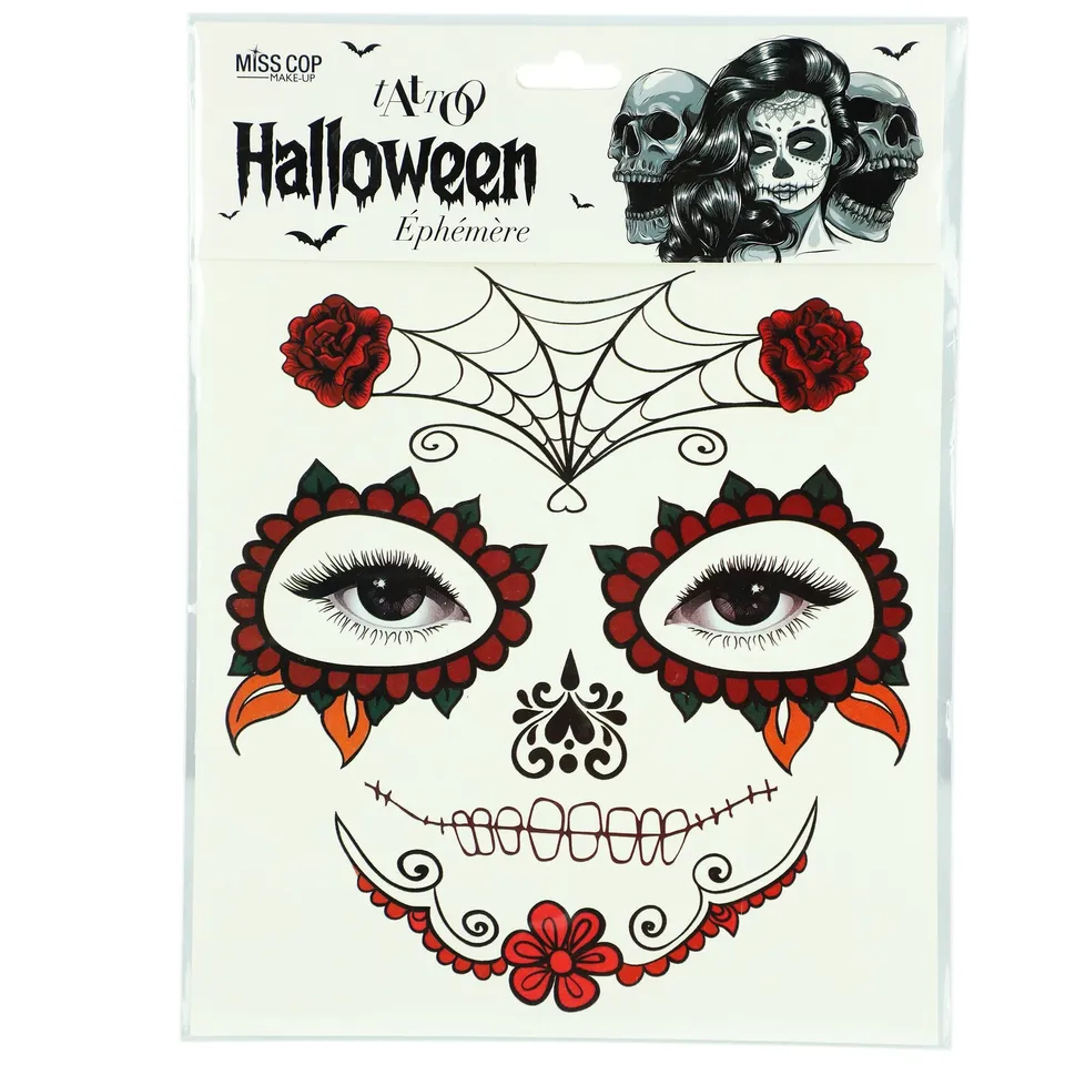 Stokomani tatouage éphémère visage Halloween rouge
