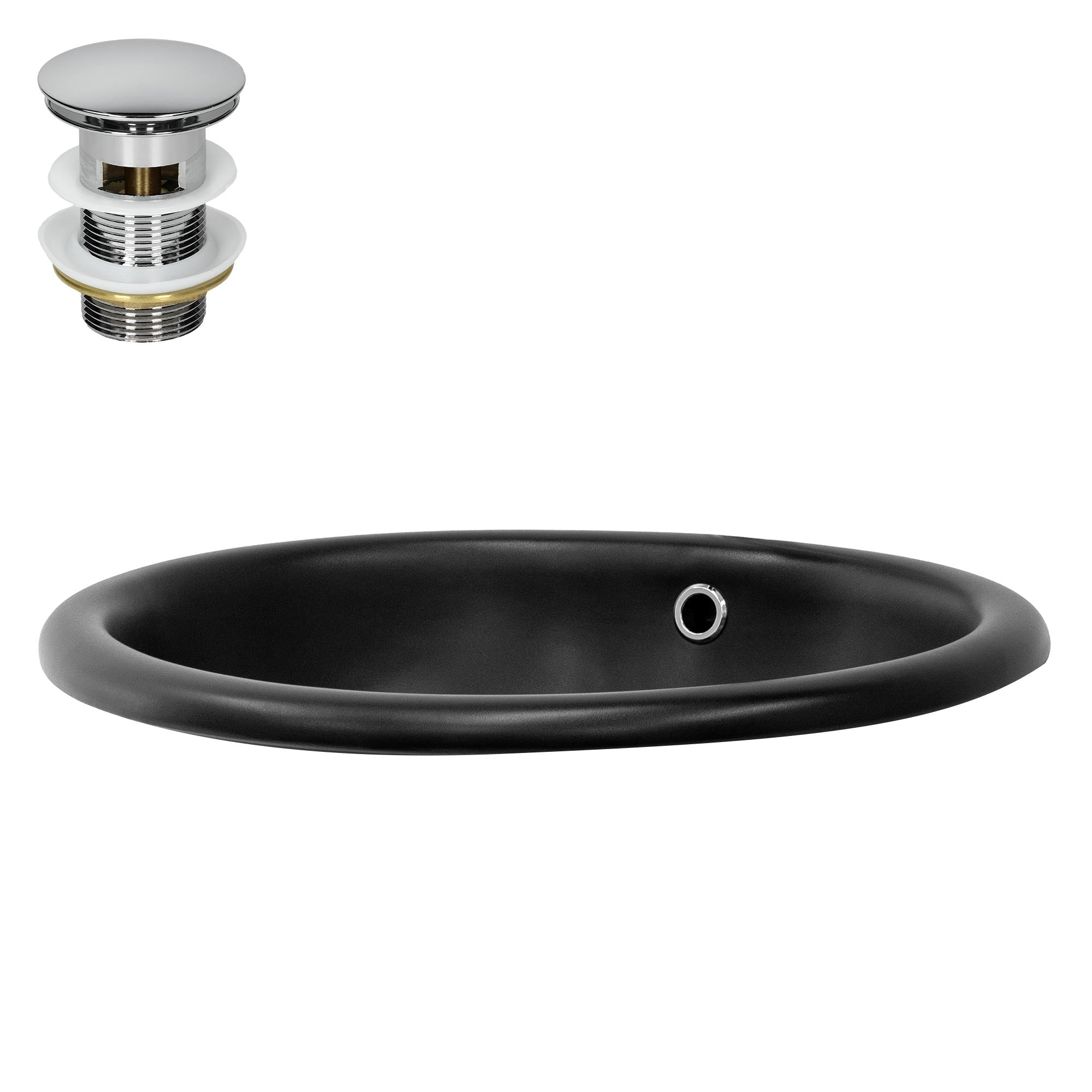ECD Germany Sanitär ML-Design Vasque 49x40 noire bonde argent