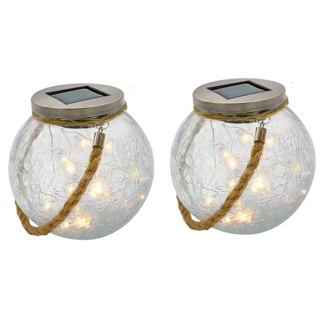 Red Deco Crack Ball Cord boule solaire verre lot 2 blanc chaud