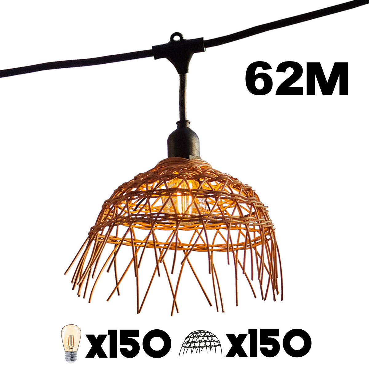 Red Deco Hawaii Light guirlande 62m 150 LED polyrotin boheme