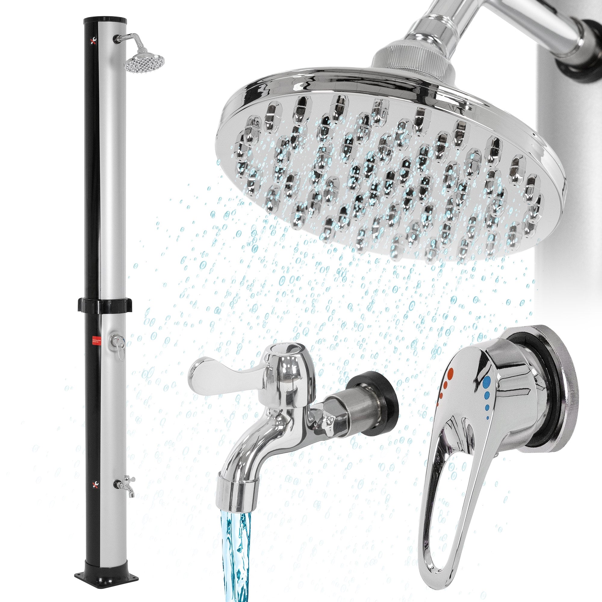 ECD Germany Garten 35L douche solaire jardin argent/noir 217,5 cm