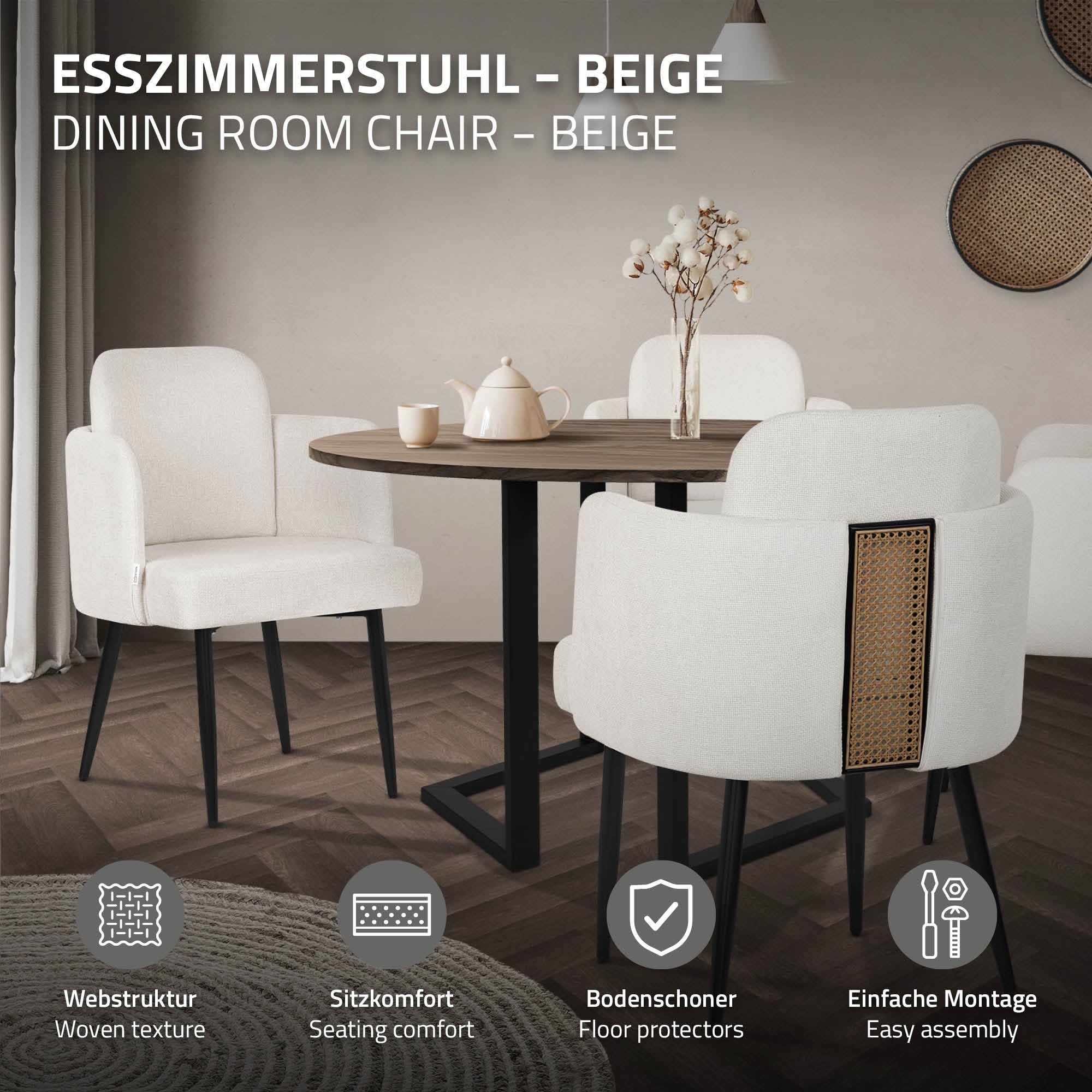 ML-Design chaise salle à manger tissu anthracite 59x86x59 cm