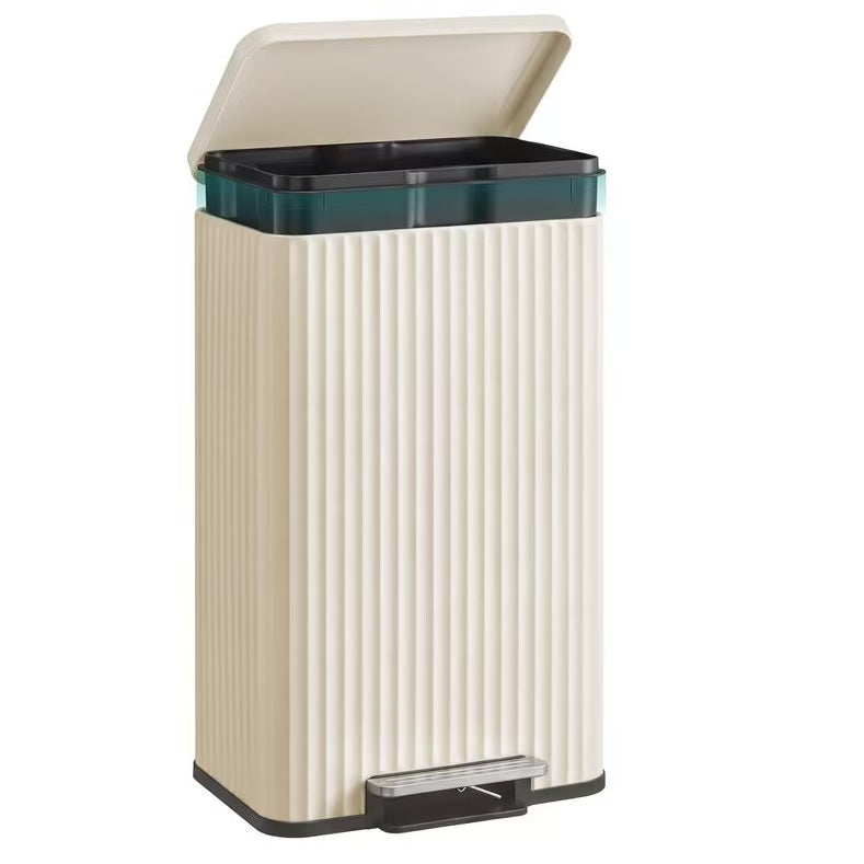Red Deco Line poubelle cuisine pédale 50L crème mat inox