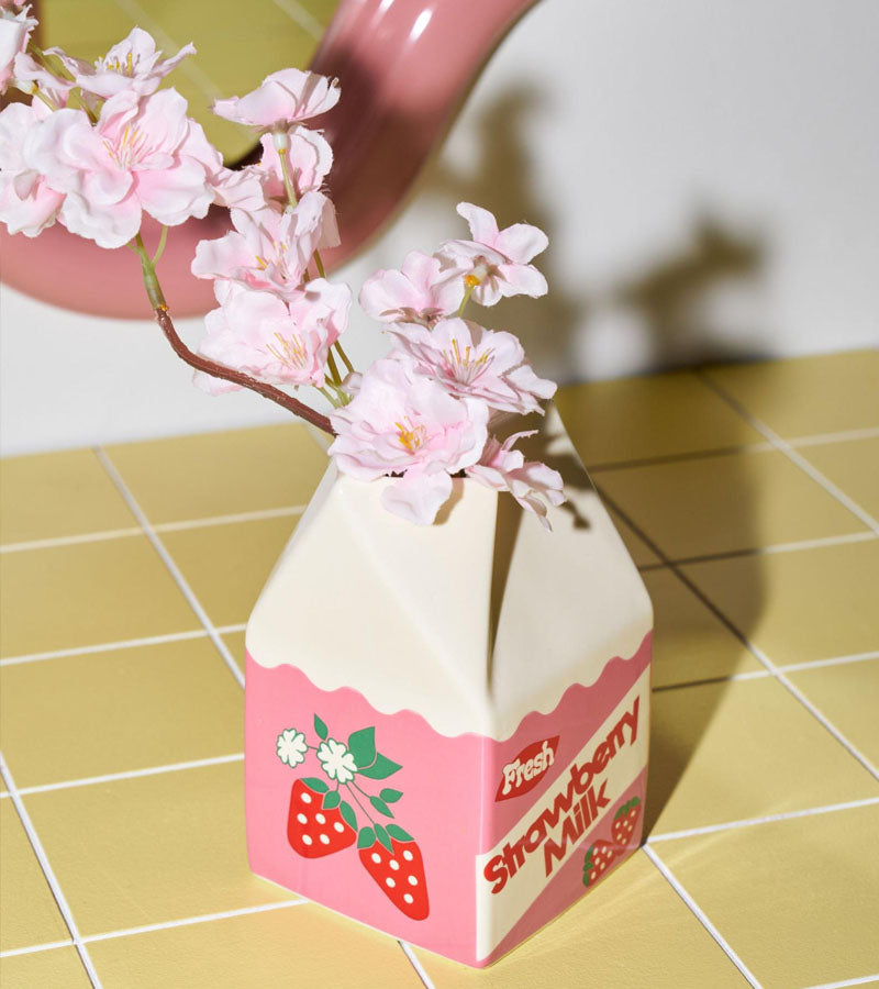 L'avant gardiste brique de lait fraise vase céramique rose