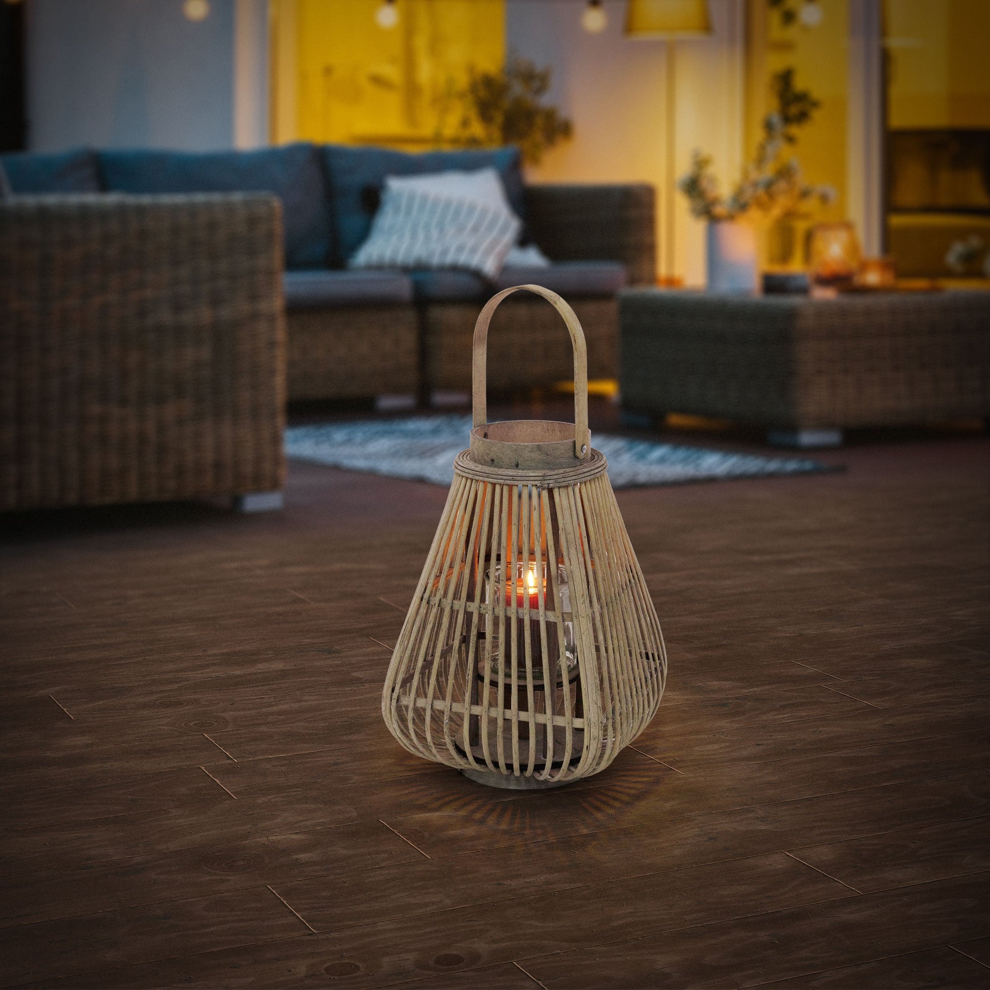 ECD Germany Garten lanterne bambou 50 cm photophore bois