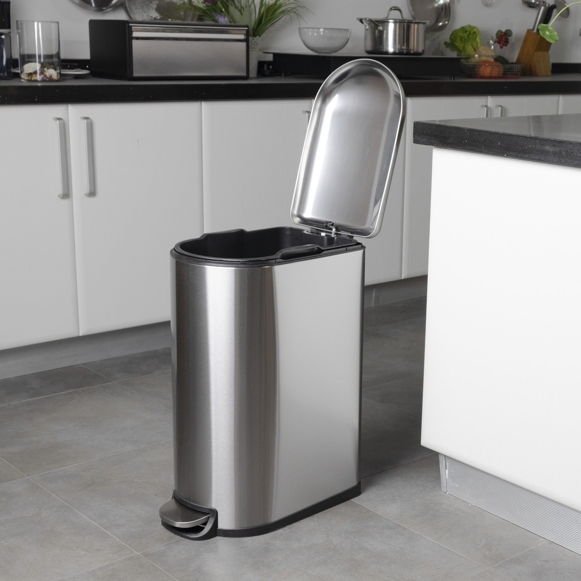 Red Deco Fuller 40L poubelle pédale inox étroite