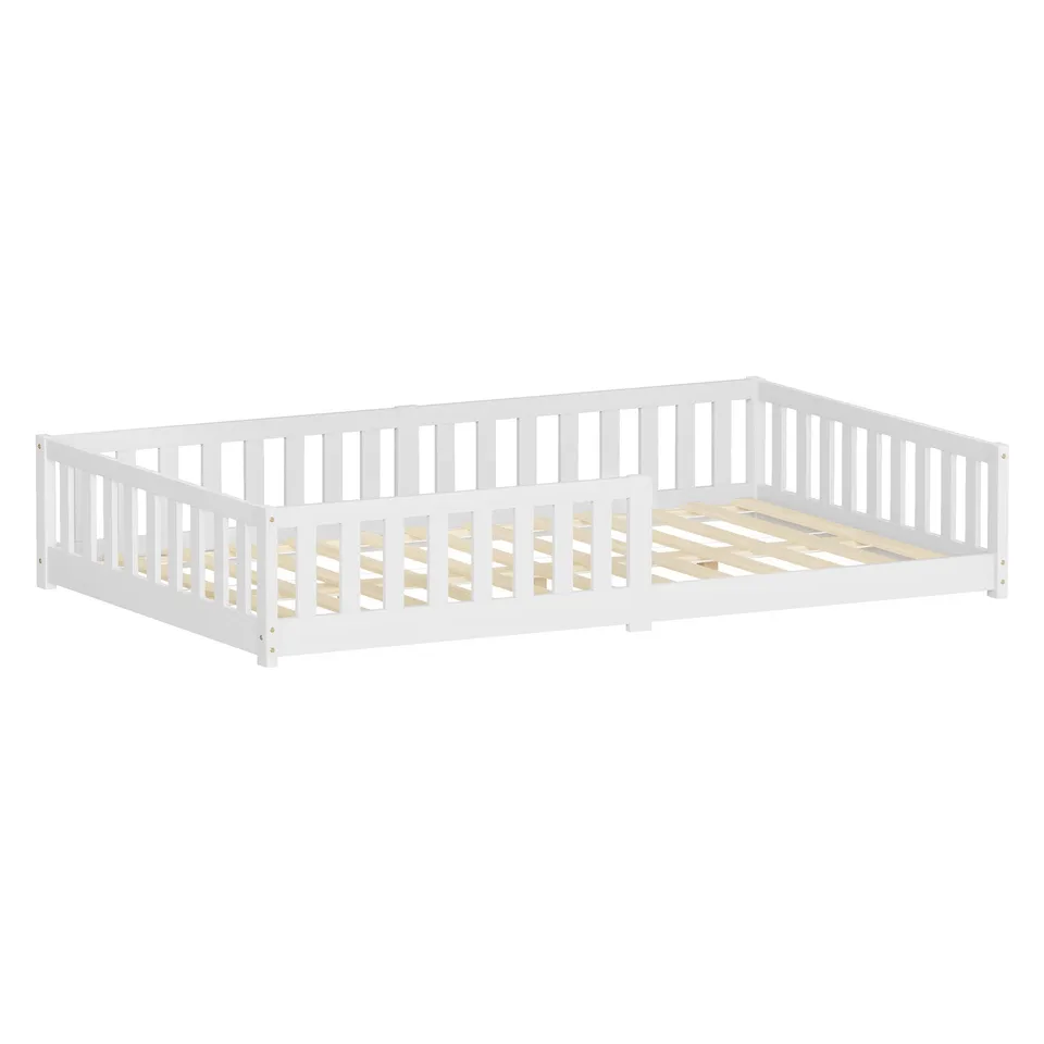 ECD Kinder Lit Enfant 120x200 Blanc Pin avec Sommier