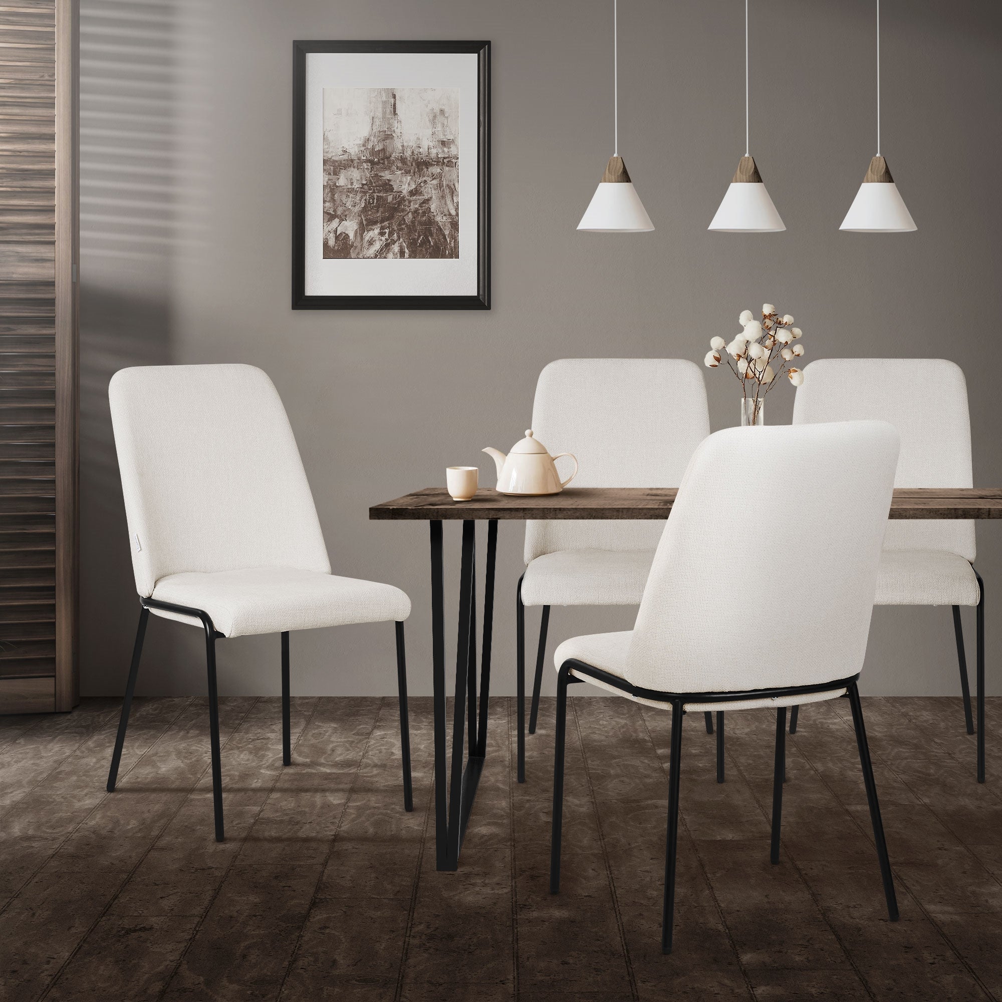 ECD Germany Möbel ML-Design lot 6 chaises beige rembourrées