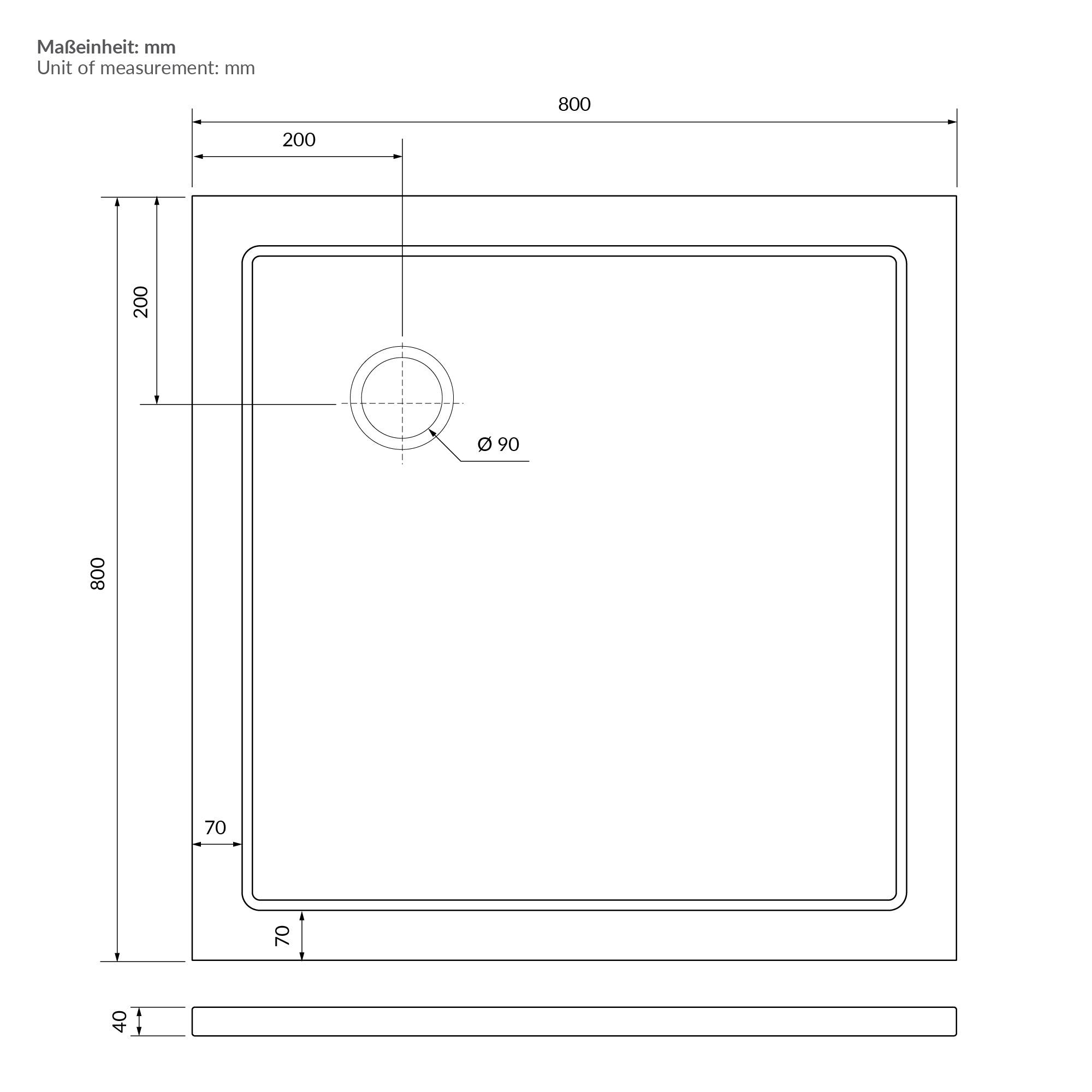 ECD Germany Sanitär receveur de douche blanc 80x80 cm SMC