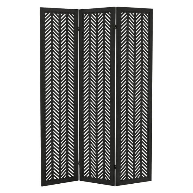 ML-Design Kobe paravent bois noir 3 volets 170x121 cm