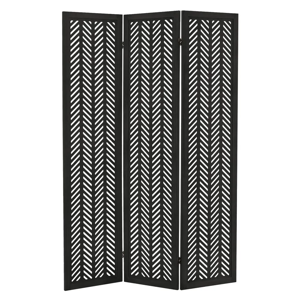 ML-Design Kobe paravent bois noir 3 volets 170x121 cm