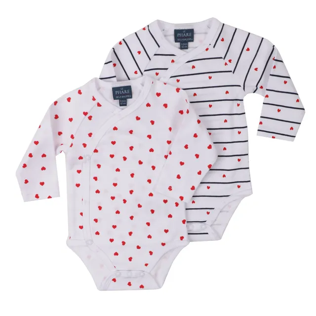 Stokomani Mode Lot 2 bodies croisés bébé blanc