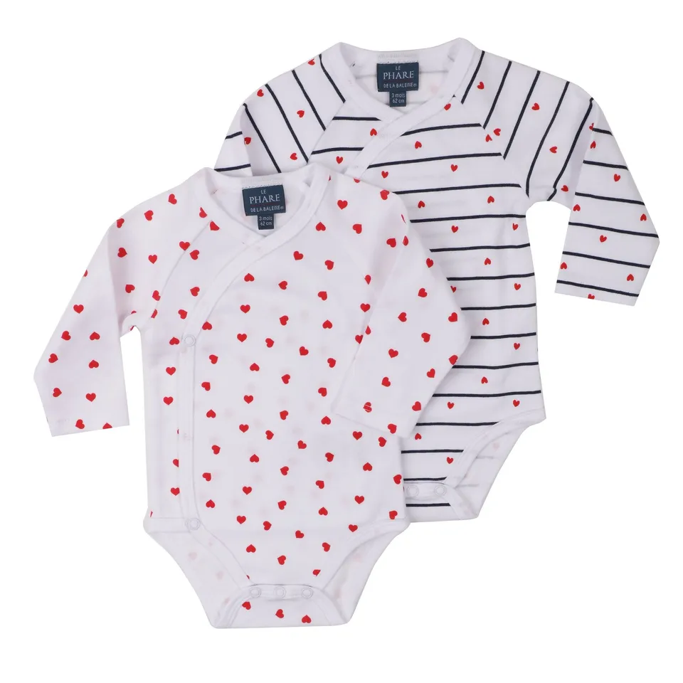 Stokomani Mode Lot 2 bodies croisés bébé blanc