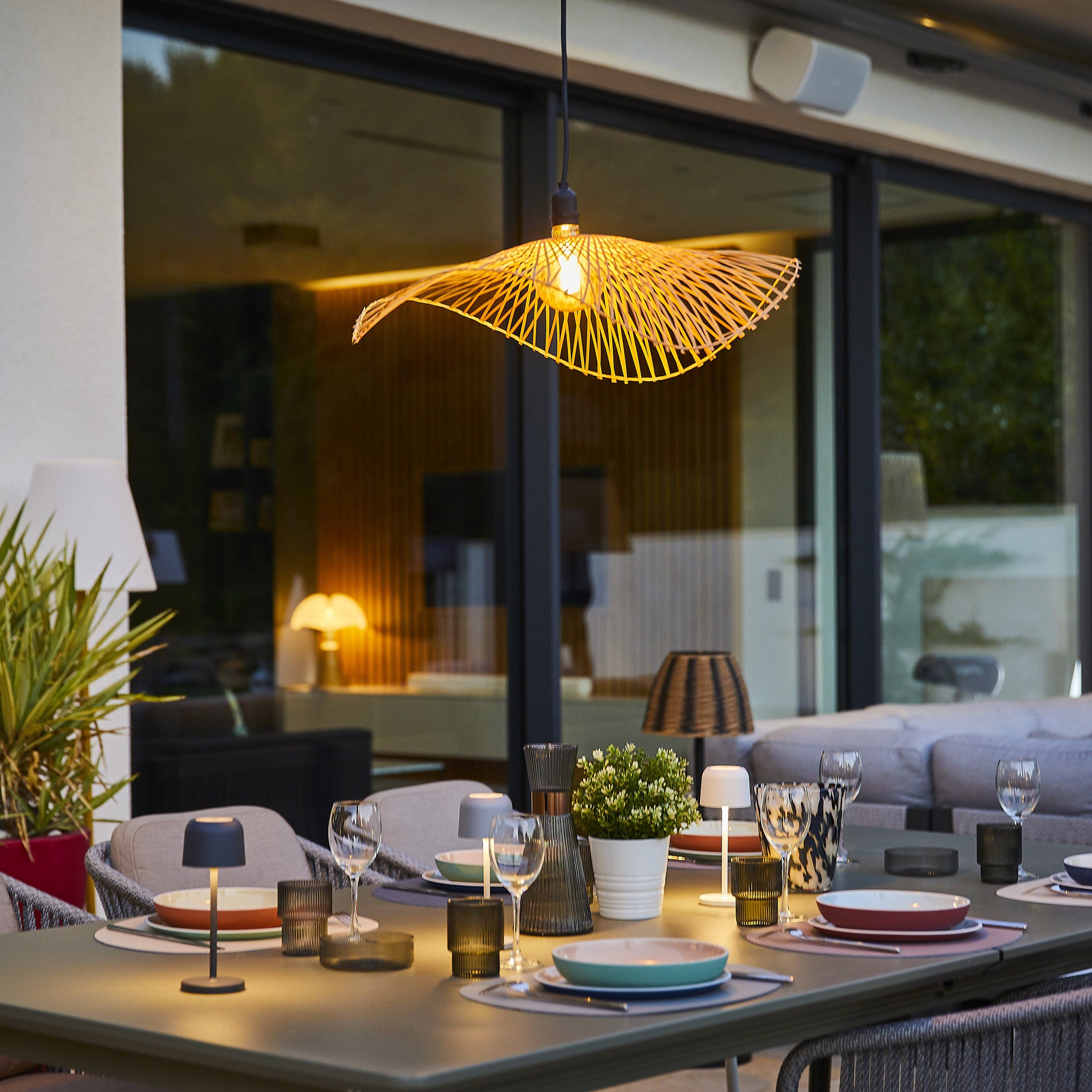 Red Deco Laia Outdoor suspension filaire bambou 55 cm E27