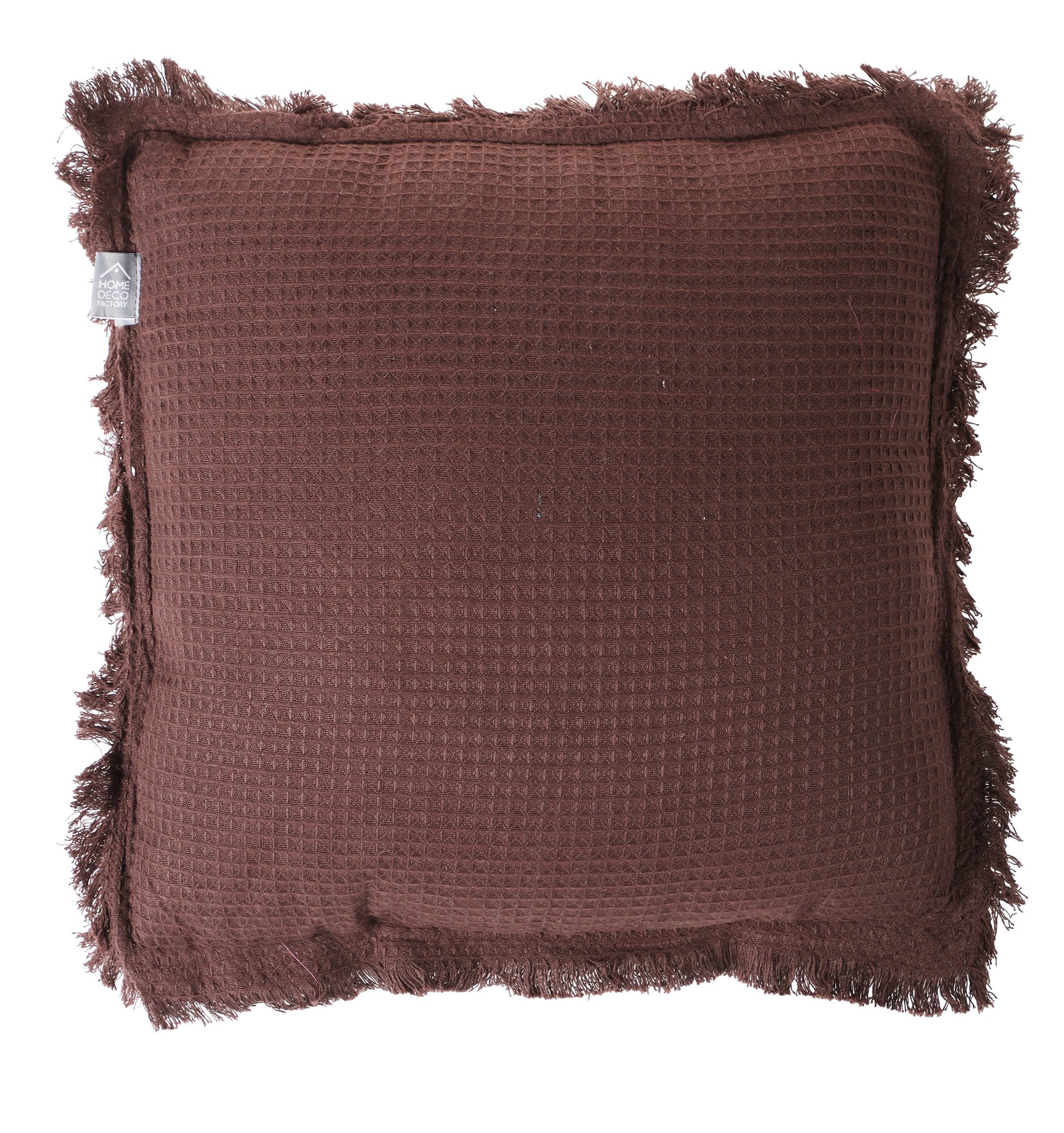 Stokomani Maison coussin coton marron 40x40 cm gaufré