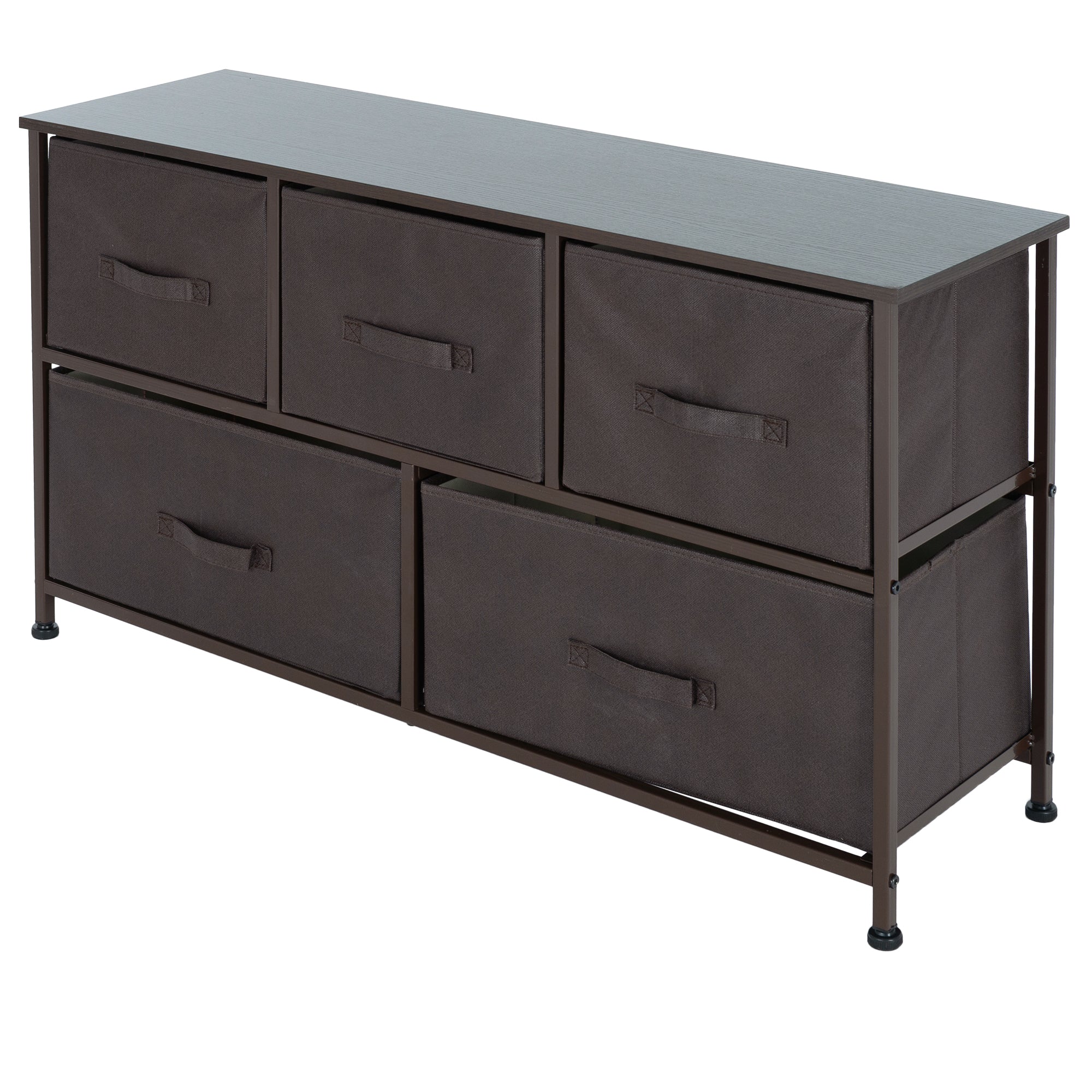 ECD Germany Möbel commode 5 tiroirs marron 100x30x54,5 cm