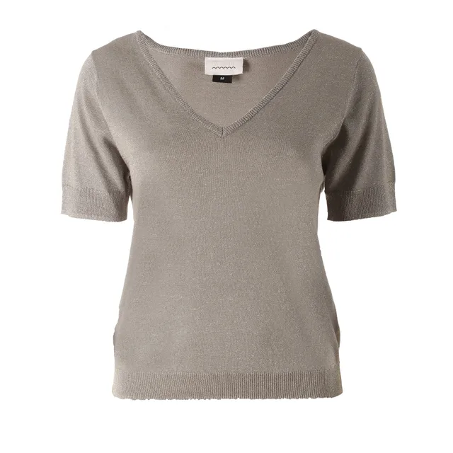 Stokomani Mode pull manche courte gris femme tricot