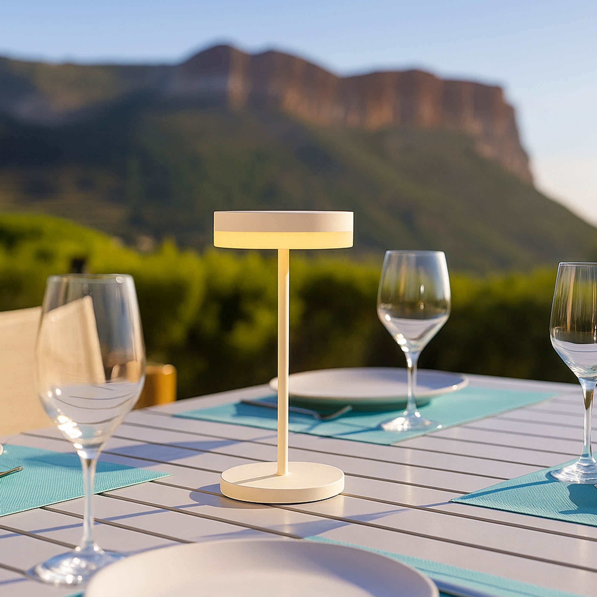Red Deco Vivia Mini lampe de table solaire blanc dimmable 27 cm