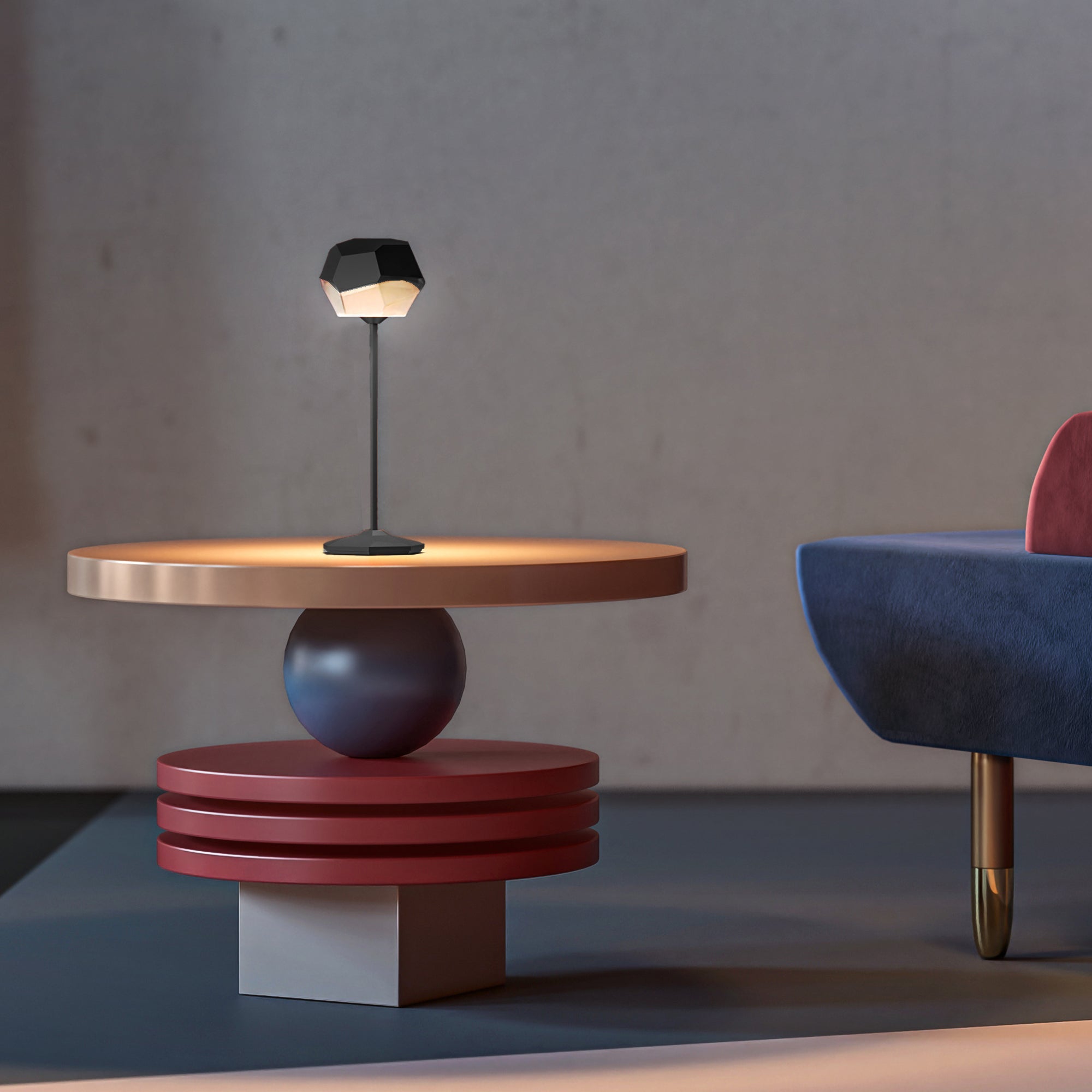 Red Deco Stone Black lampe sans fil tactile alu noir H33cm