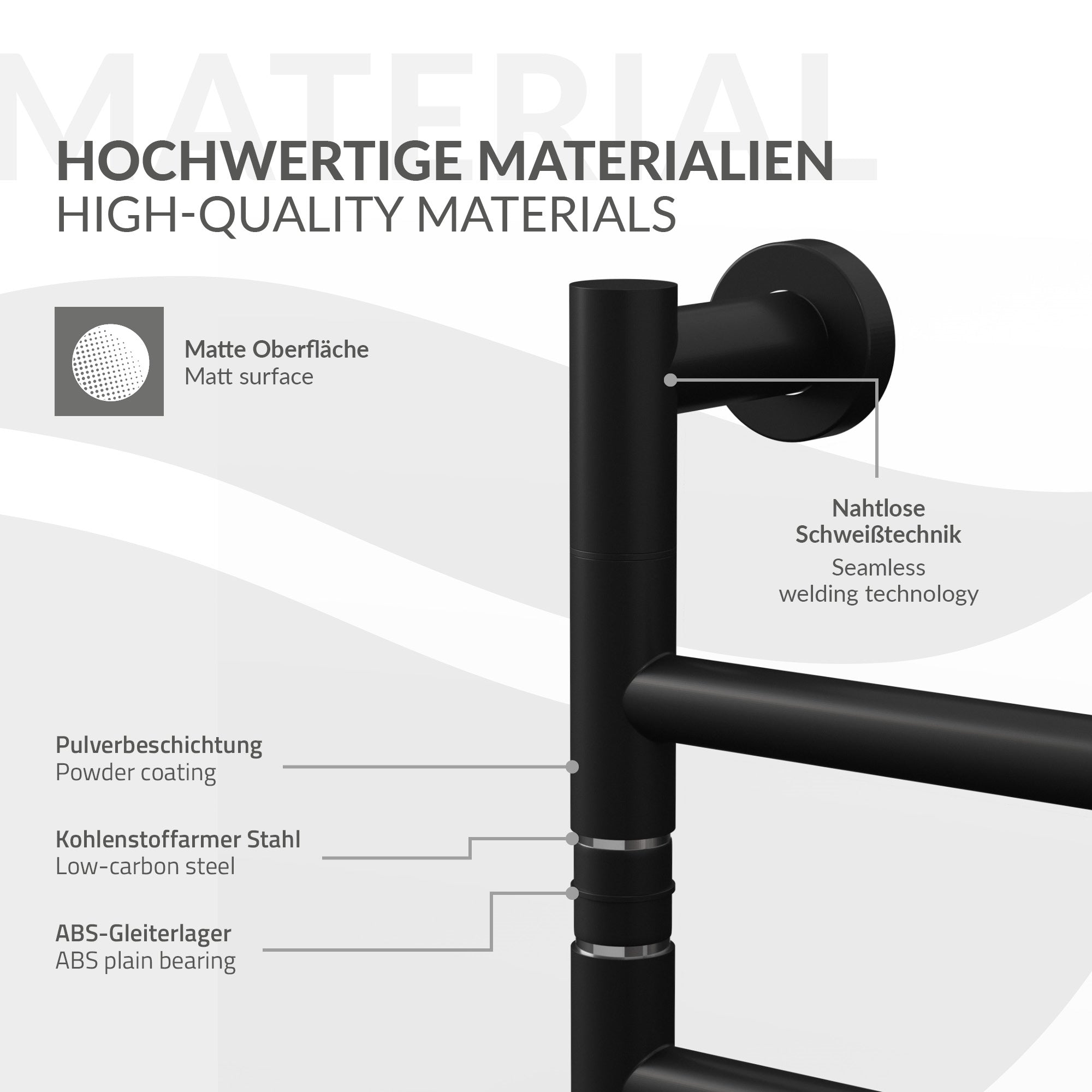 ECD Germany LuxeBath sèche-serviettes électrique 450x622 noir 75W