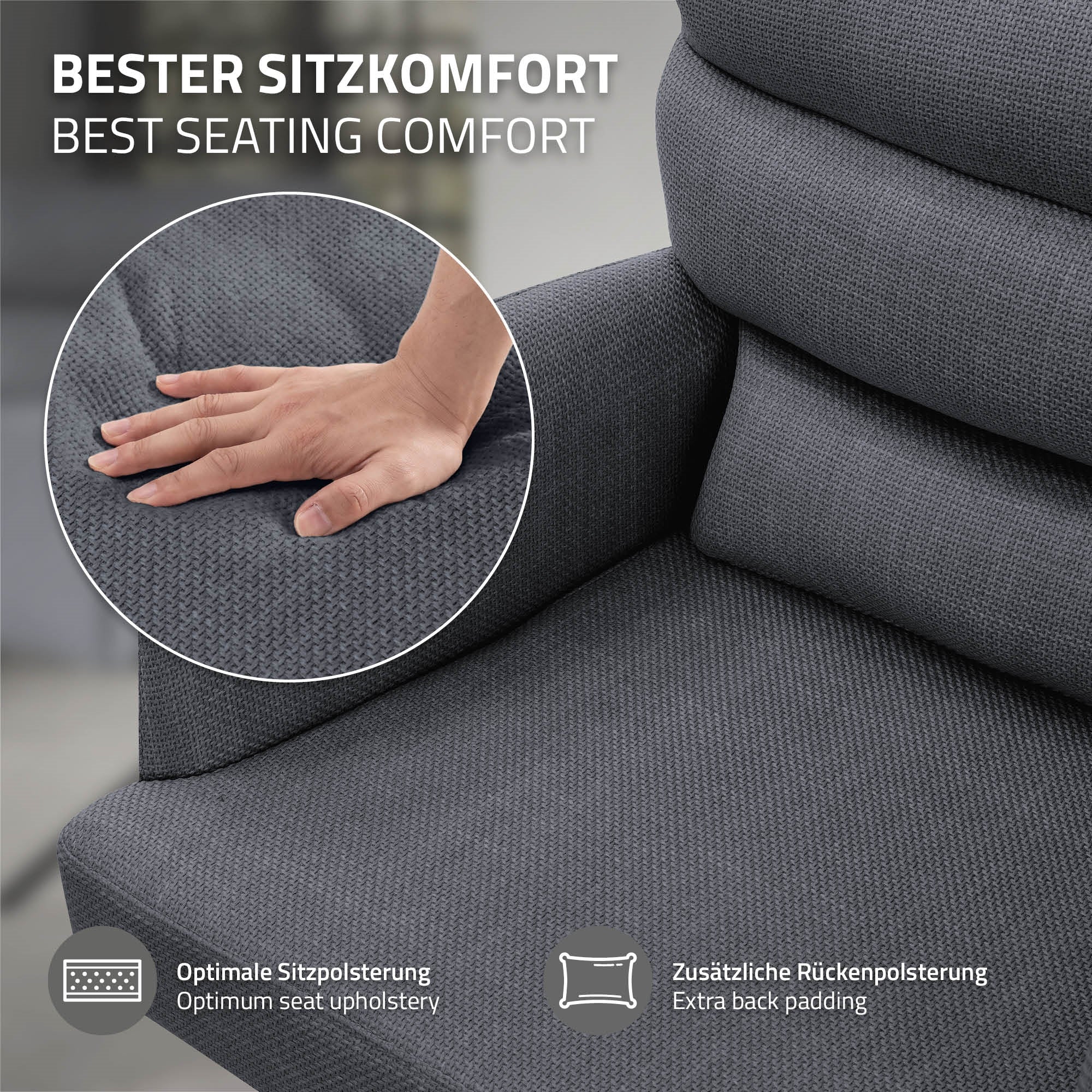 ECD Germany Chaise salle à manger pivotante anthracite 120kg