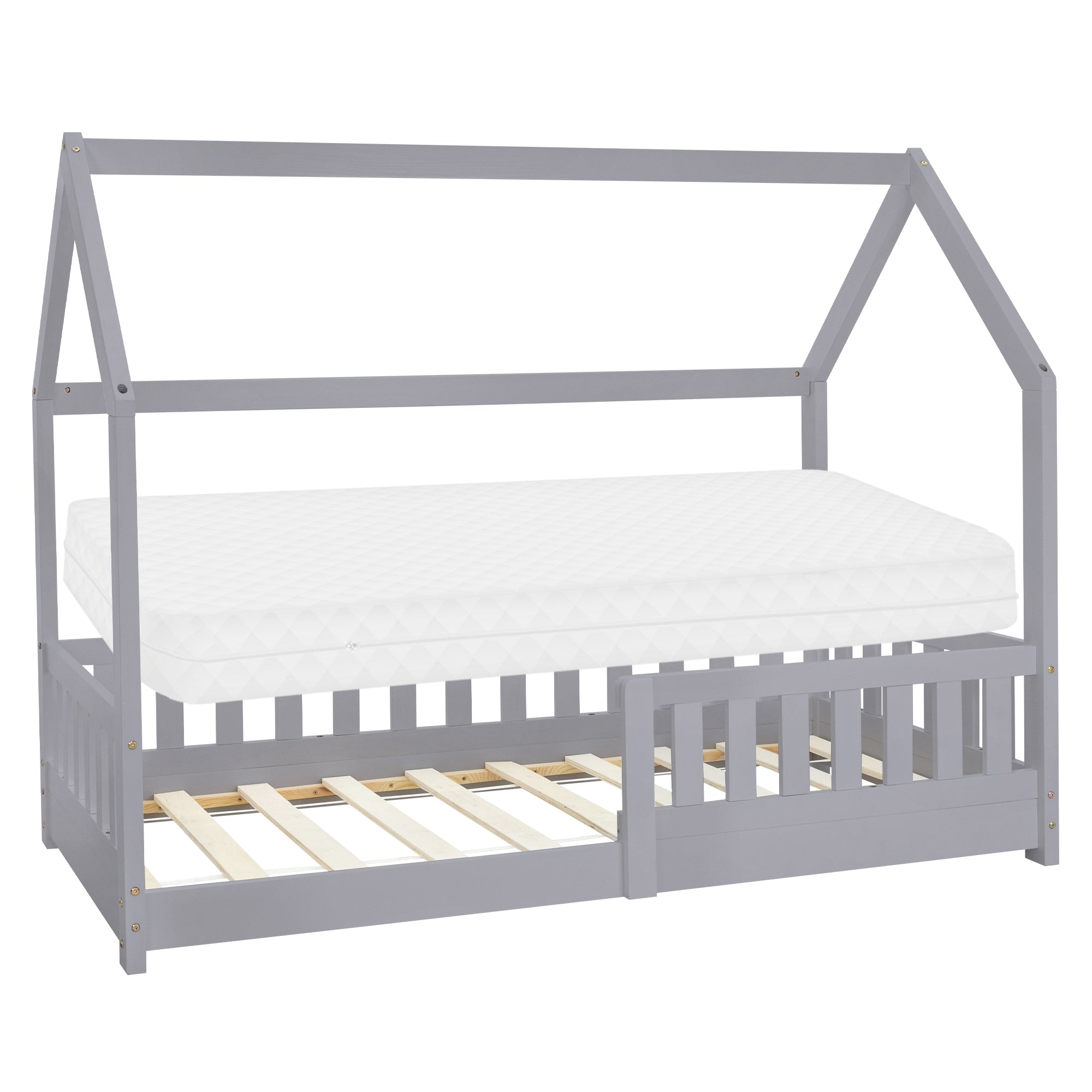 ECD Germany Kinder Lit cabane 90x200 cm Lit enfant blanc sans matelas