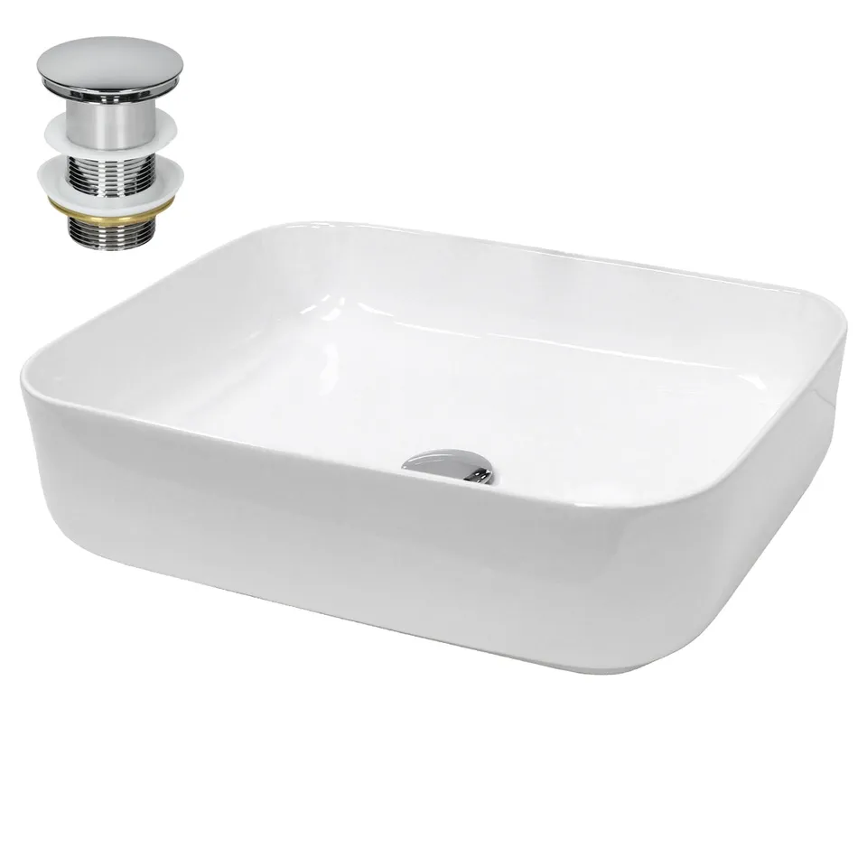 ECD Germany Sanitär lavabo 50,5 cm blanc céramique bonde