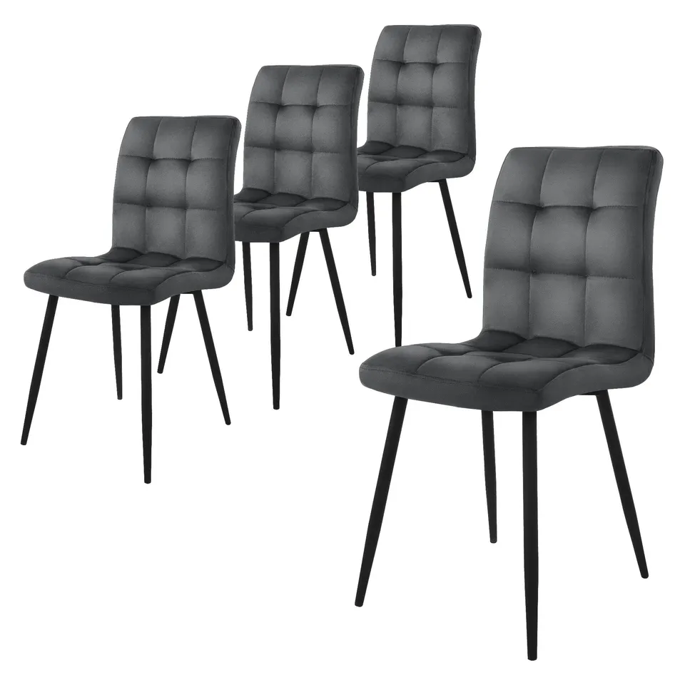 ECD Germany Möbel lot 4 chaises velours anthracite matelassées