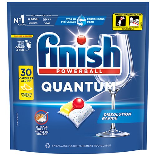 Finish Quantum 30 tablettes lave-vaisselle citron dégraissantes