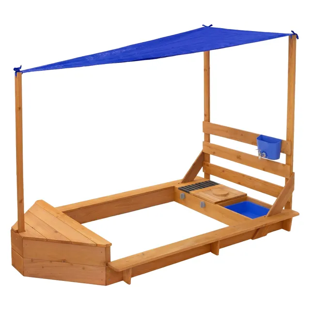 ECD Germany Kinder bac à sable bateau 101x163 bois toit cuisine