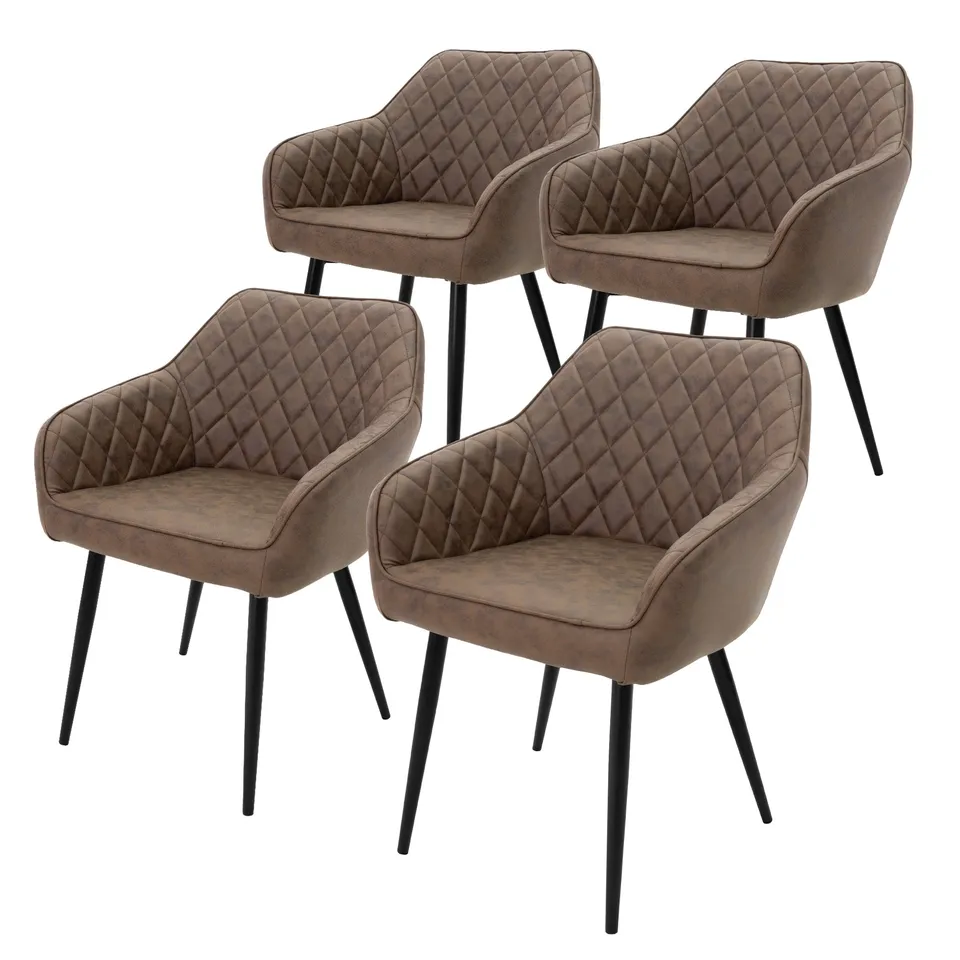 ECD Germany Möbel chaise salle à manger marron similicuir lot de 4