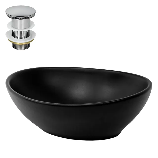 ECD Germany Sanitär vasque à poser noire 41 cm céramique