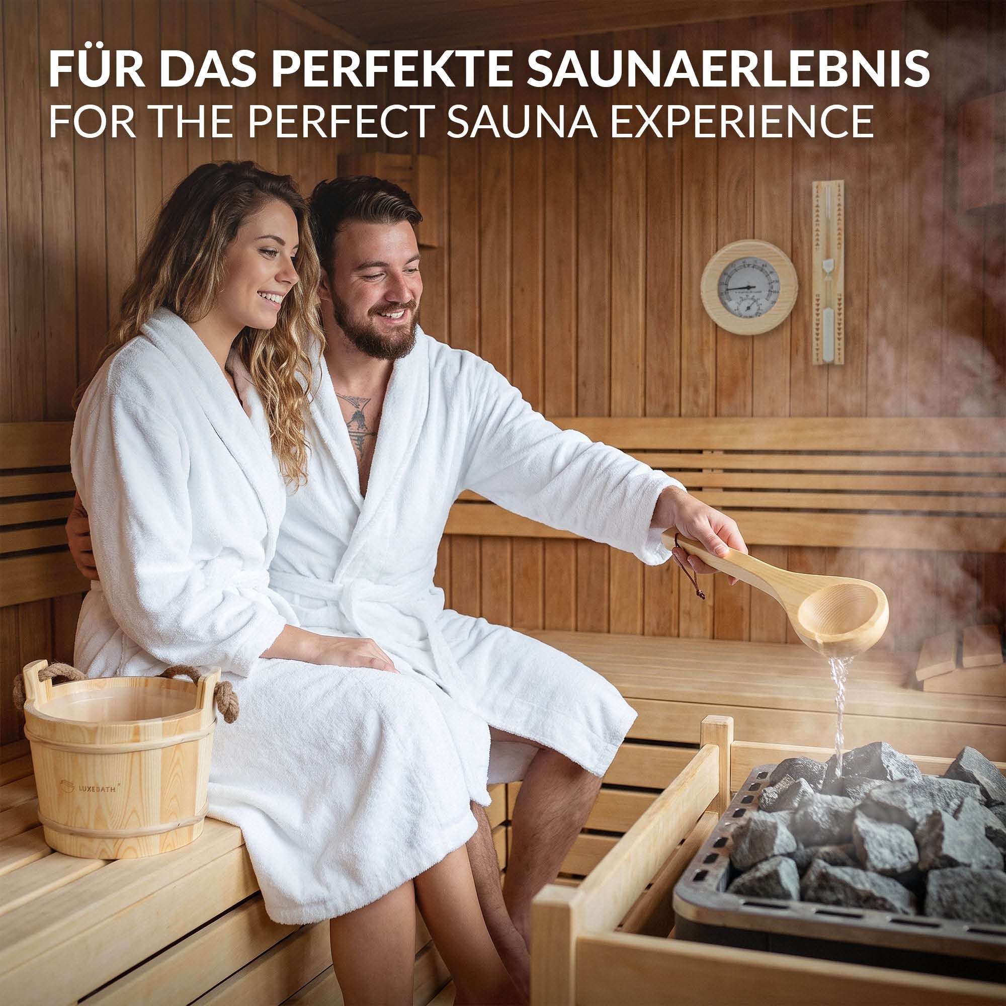 ECD Germany LuxeBath kit sauna 4 pièces pin seau 4L