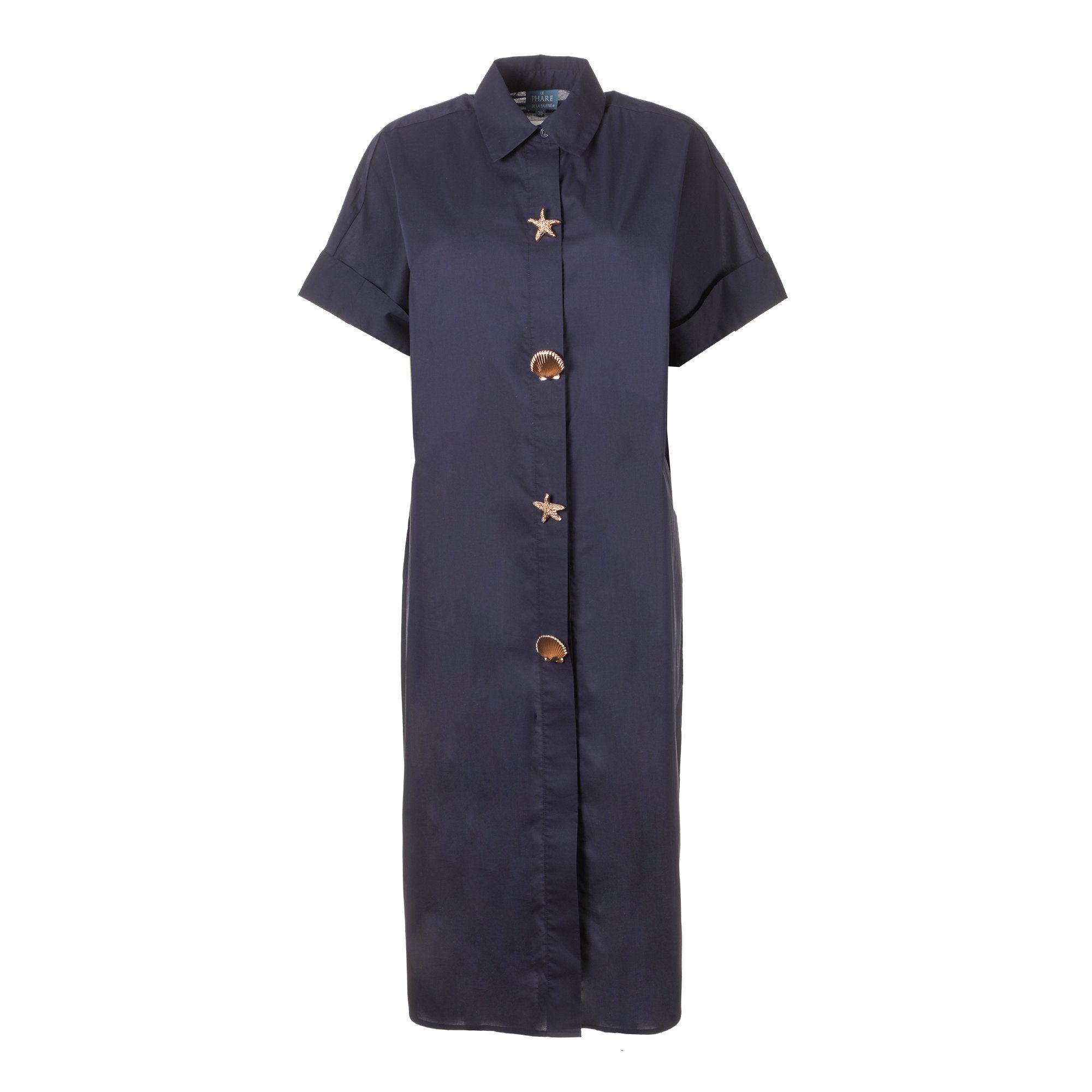 Stokomani Mode robe chemise longue bleu foncé 38