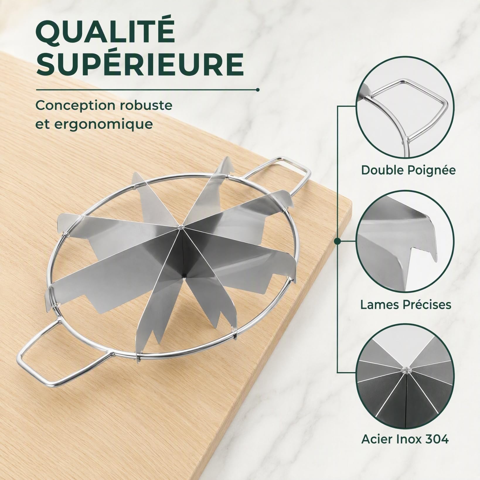 Milisten Home & Kitchen diviseur gâteau 8 parts inox 28 cm