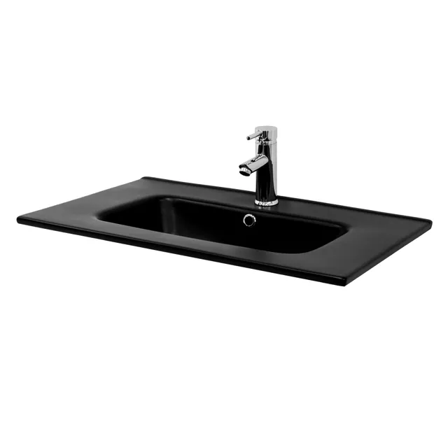 ECD Germany Sanitaire lavabo rectangulaire noir 71 cm céramique