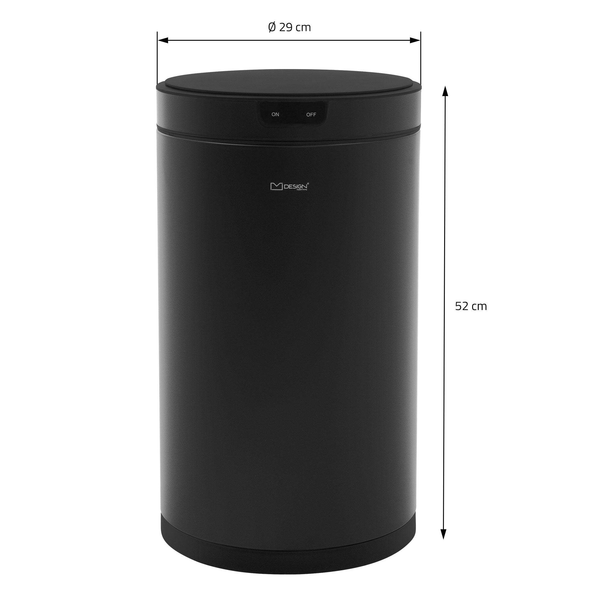 ECD Germany Möbel poubelle capteur 30L acier noir mat ronde