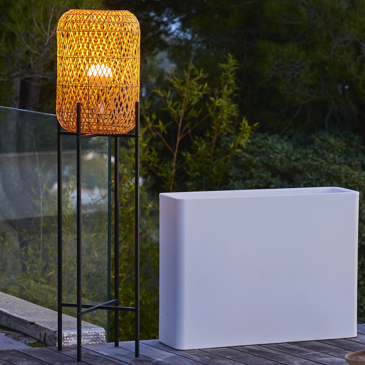Red Deco Stanley lampadaire sans fil 150cm rotin RGB