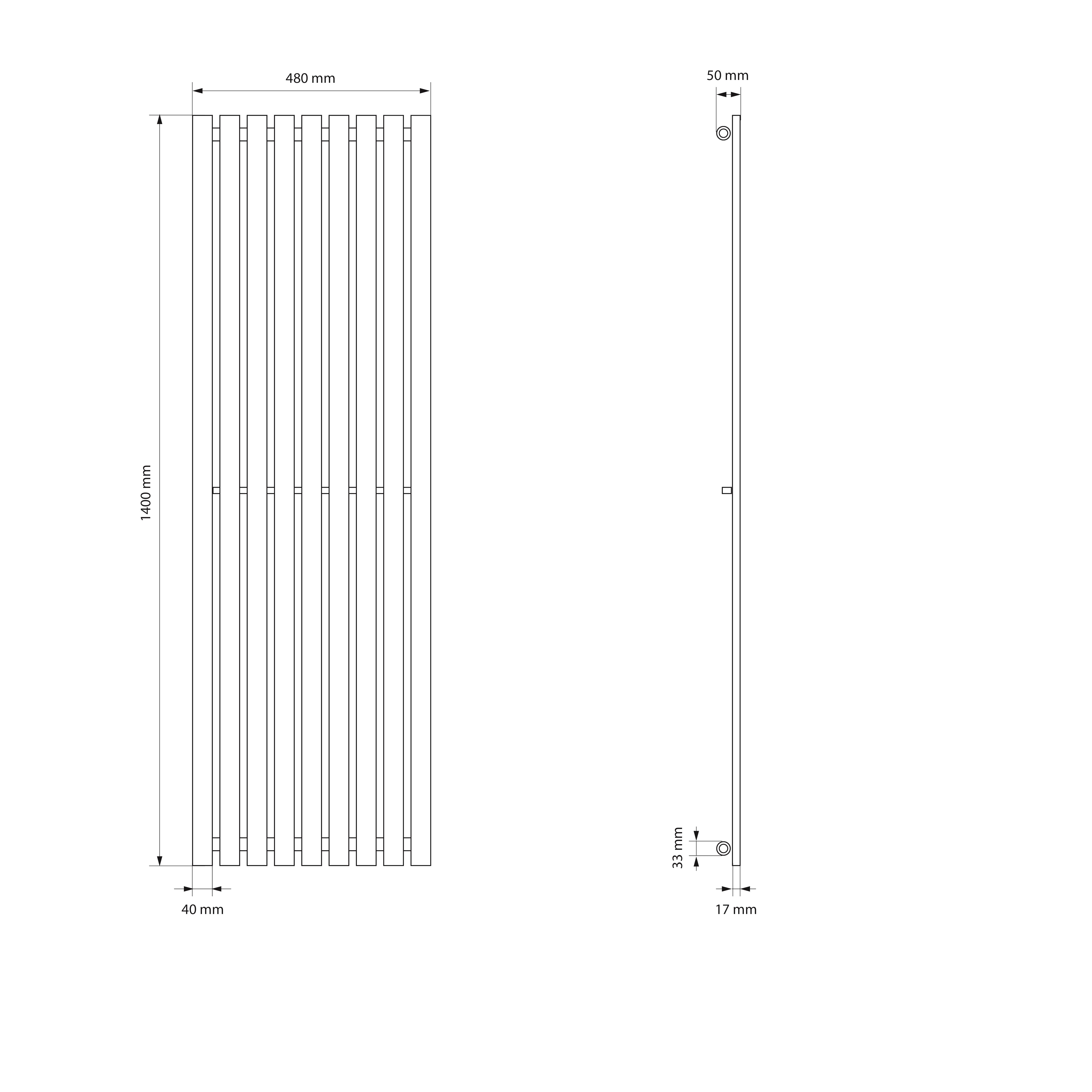 ECD Germany Stella radiateur salle de bain blanc 48x140 cm