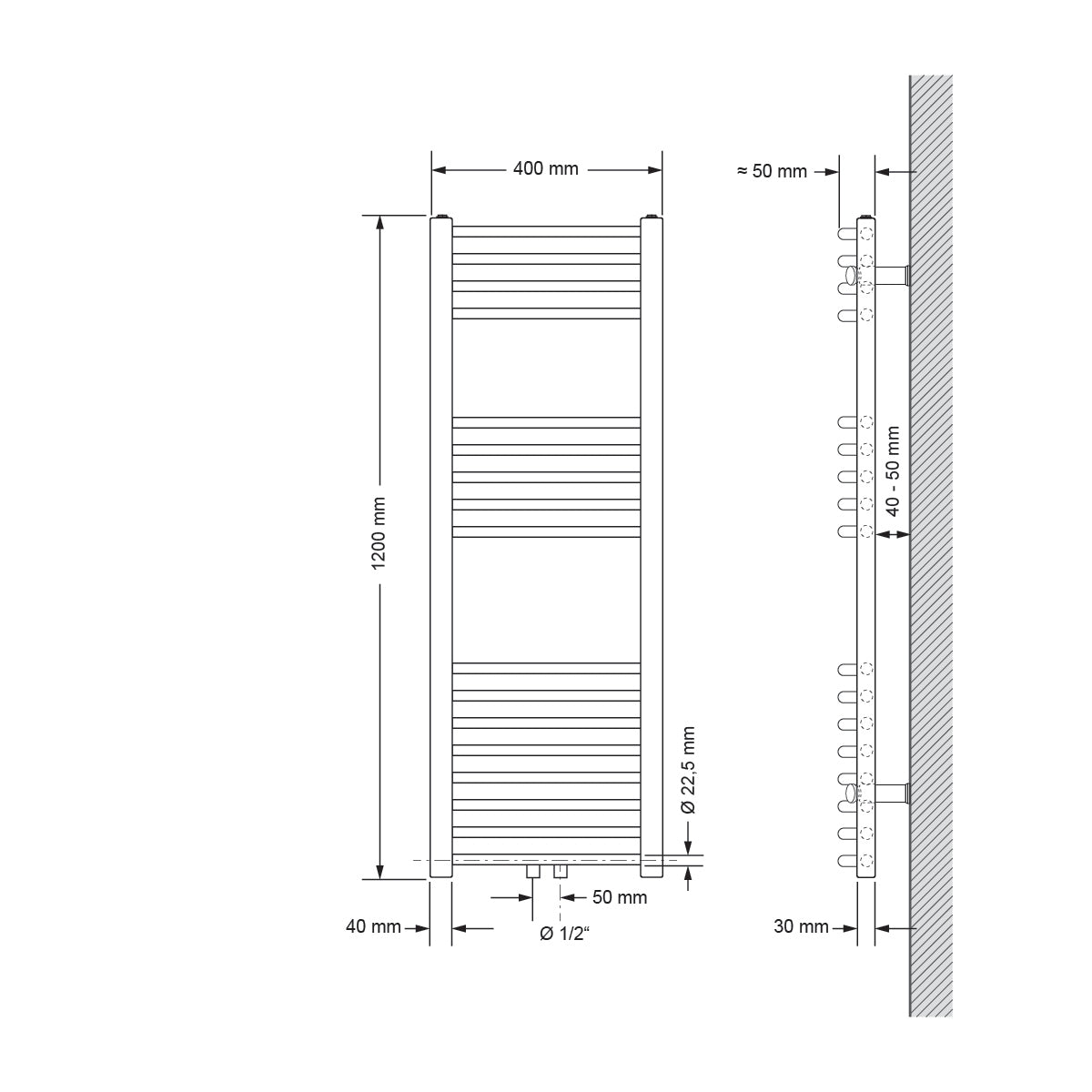 ECD Germany LuxeBath radiateur salle de bain blanc 400x1200 courbe