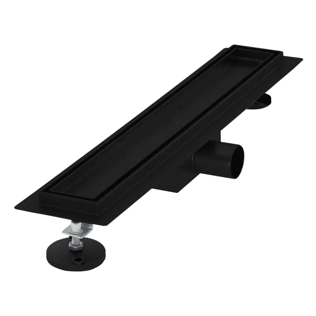 ECD Germany Sanitär Caniveau Douche Inox Noir 80 cm Carrelable
