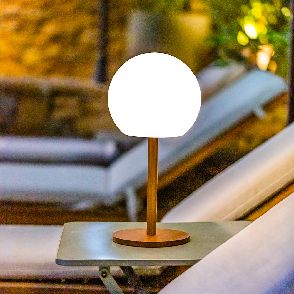 Red Deco LUNY H28cm lampe sans fil bambou blanc chaud