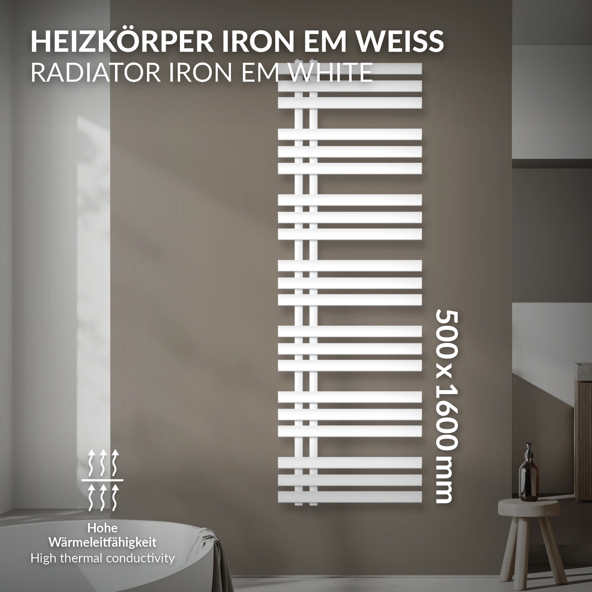 ECD Germany Heizungen sèche-serviettes Iron blanc 500x1600 mm
