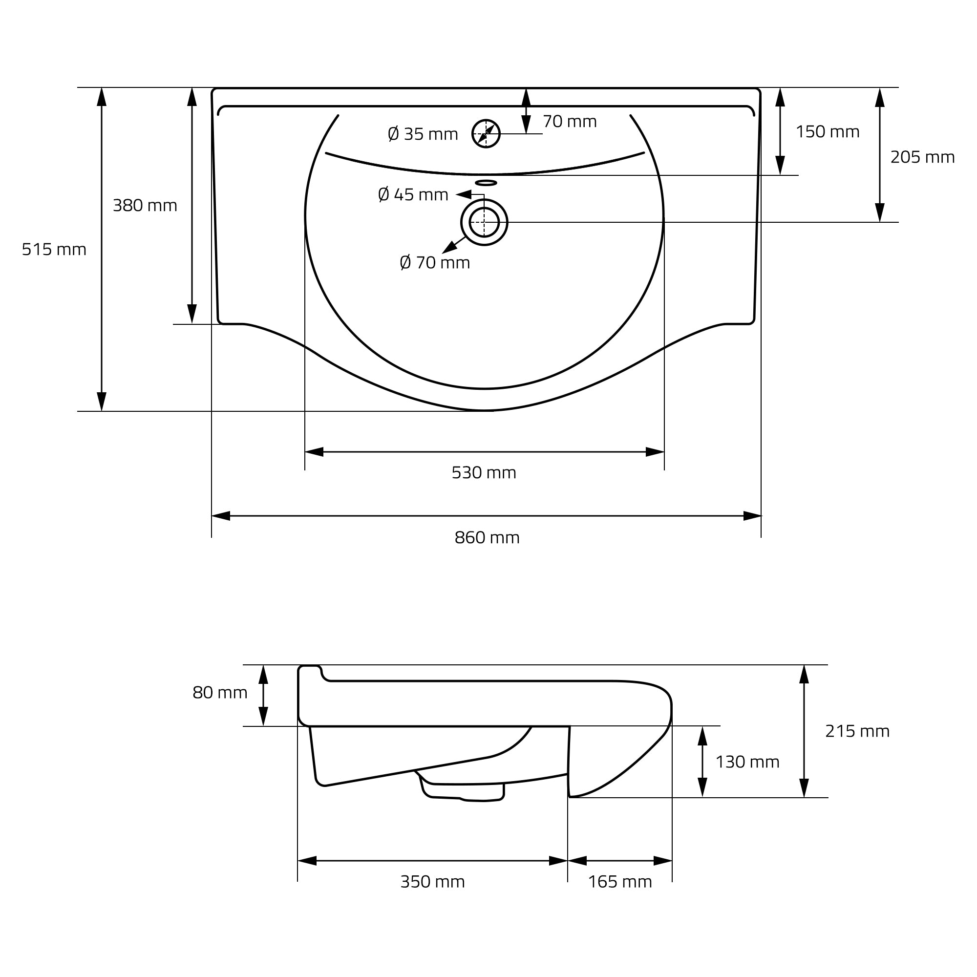 LuxeBath vasque ovale 86x51,5 cm lavabo céramique blanc