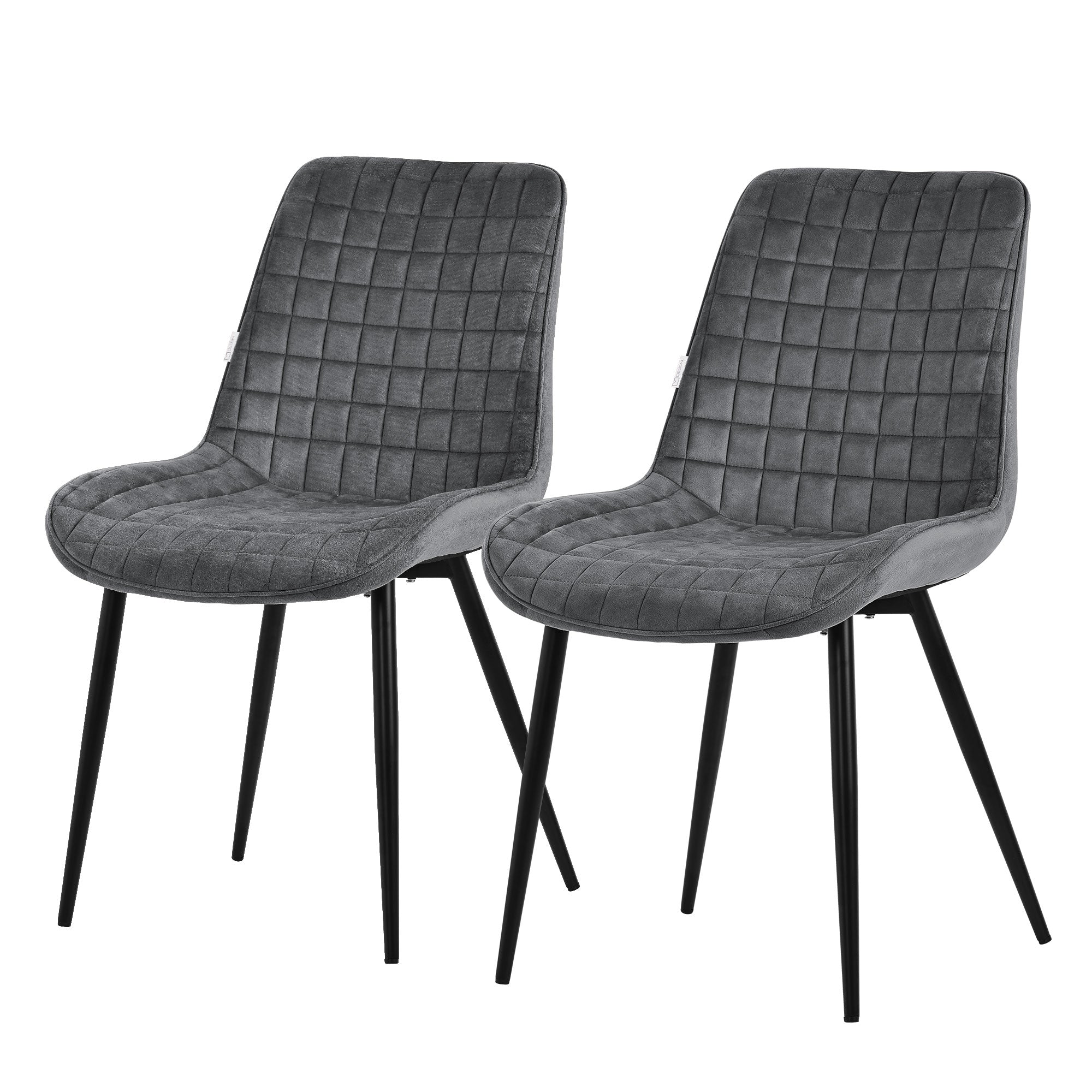 ECD Germany Chaise Salle à Manger Velours Anthracite 2pcs