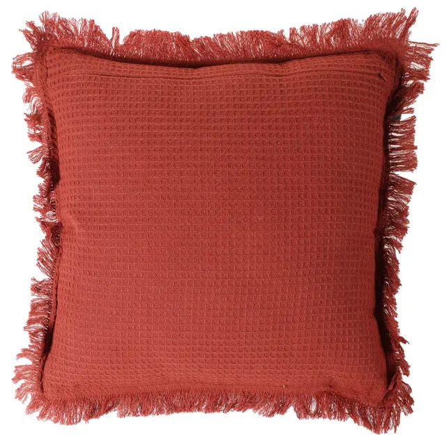 Stokomani Maison coussin gaufré coton orange 40x40