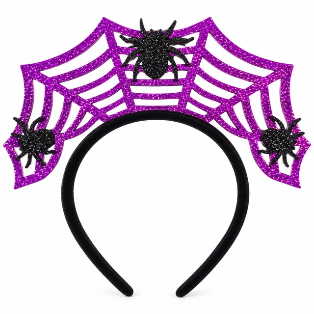 Serre-tête toile d'araignée Halloween violet 20 cm